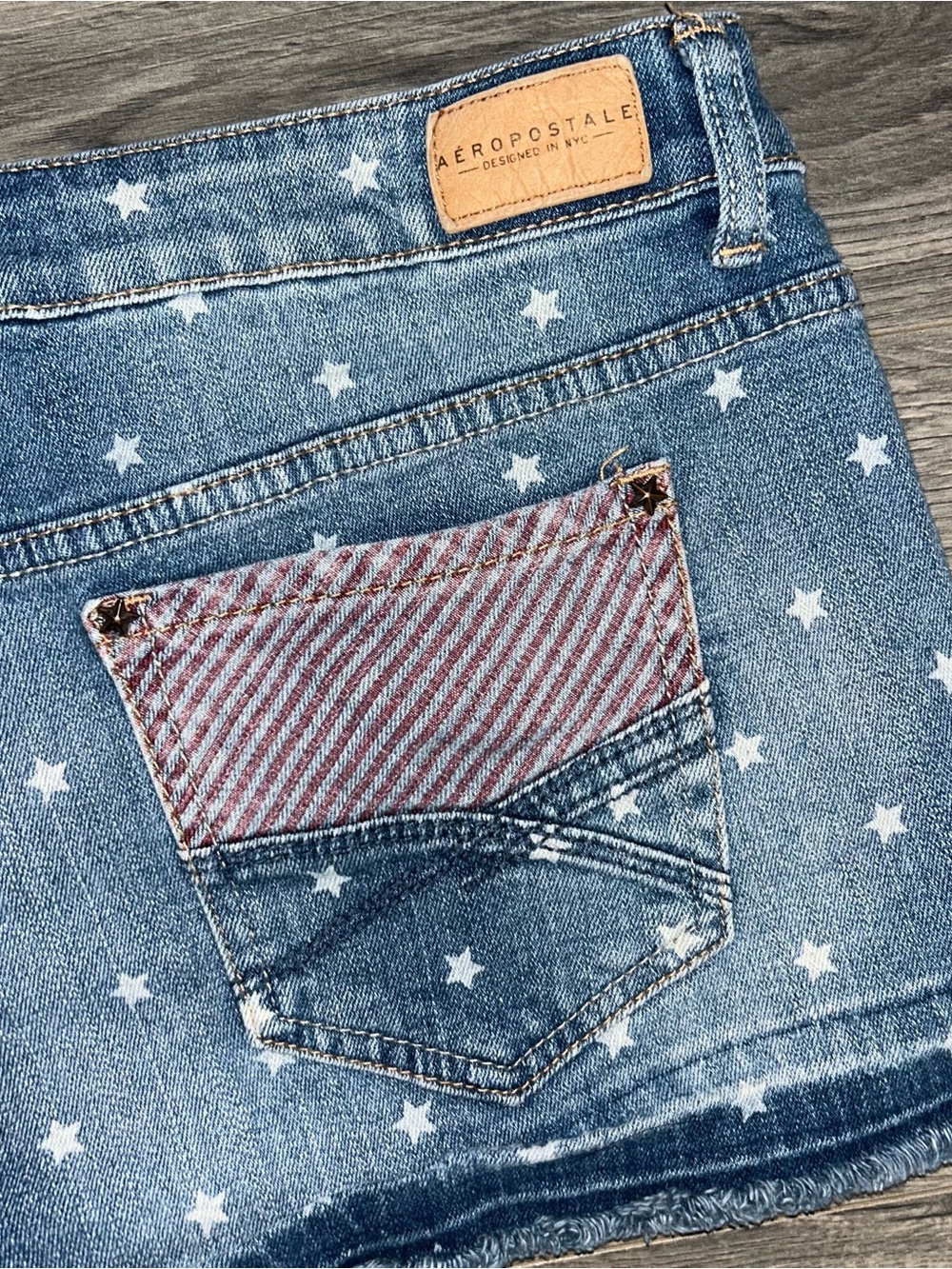 Denim Star-Print Women’s Shorts - Blue - Picture 6 of 7